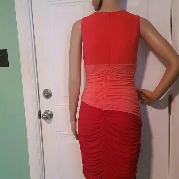 HALSTON HERITAGE KNIT RUCHED BODY CON SHEATH DRESS - Picture 3 of 7